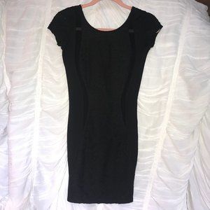 Forever 21 Black Scoop Neck Bodycon Dress w/ Mesh